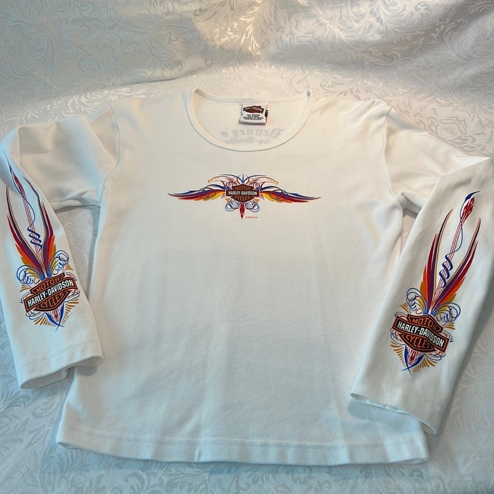 Harley Davidson Women’s White Long Sleeve Shirt - Sz Large